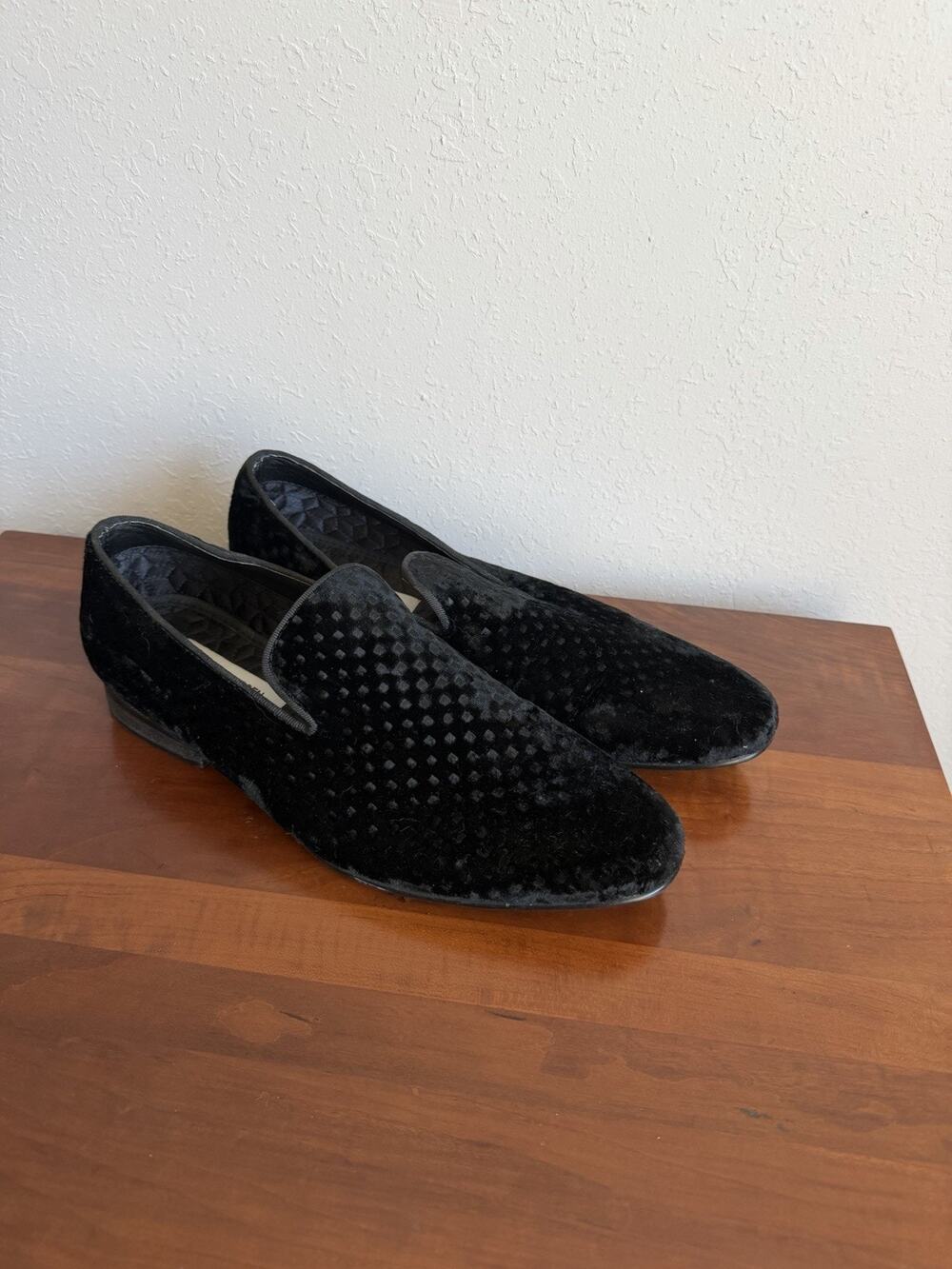 Steve Madden Laight Velvet Slip On Loafers Men Size 8.5 Black 099085 New in Box